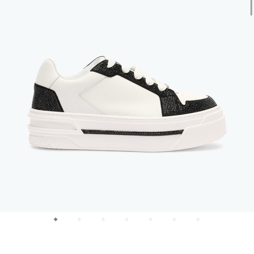René Caovilla XTRA WHITE-BLACK SNEAKER WITH CRYSTALS 50